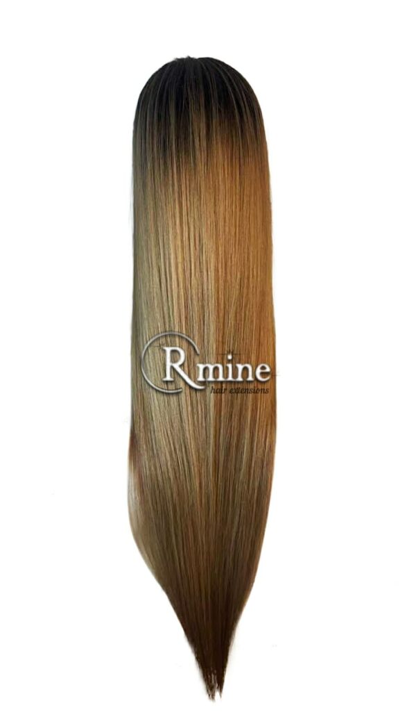 Perruque d'extensions de cheveux Blonds cendrés dégradé Noir à la racine 70cm 250g n°14 – Image 2