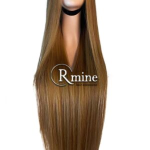 Perruque d'extensions de cheveux Blonds cendrés dégradé Noir à la racine 70cm 250g n°14