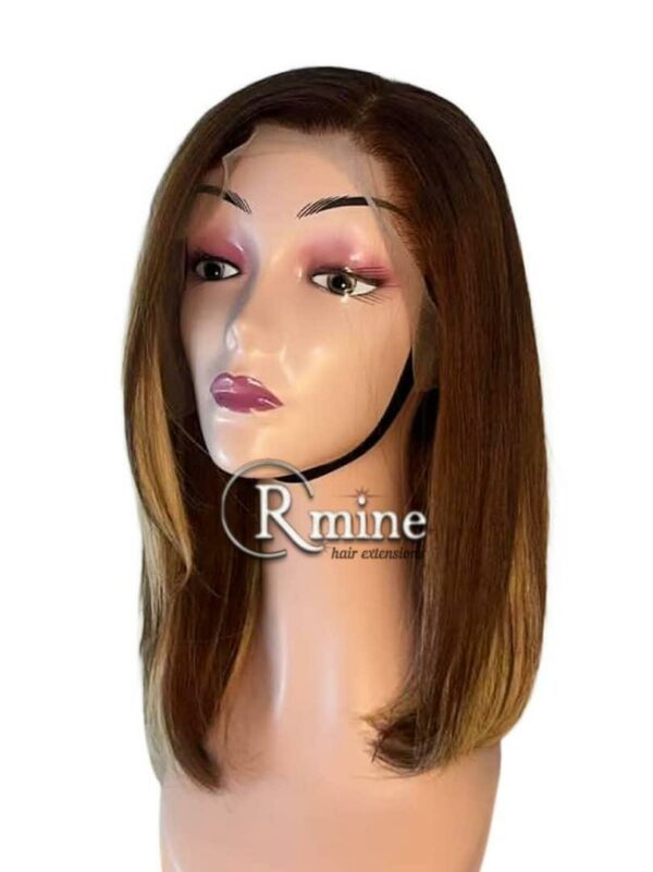Perruque d'extensions de cheveux Blonds méchés dégradé bruns à la racine 30cm 250g n°9 – Image 2