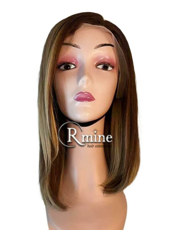 Perruque d'extensions de cheveux Blonds méchés dégradé bruns à la racine 30cm 250g n°9